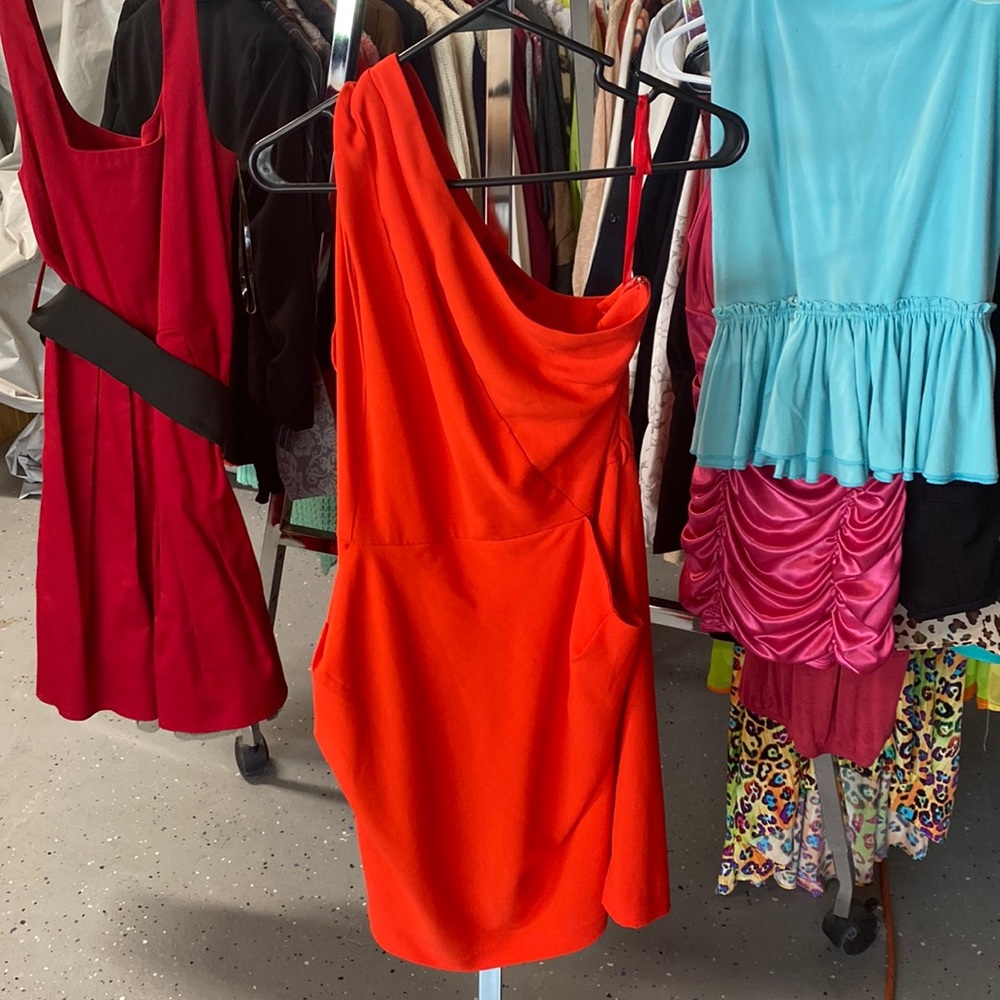 Red one shoulder dress